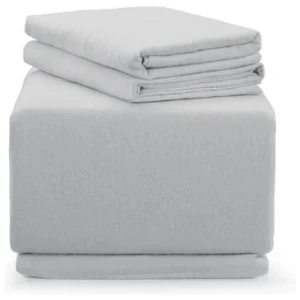 Cotton Flannelette Bed Sheet Set - Light Grey, Queen
