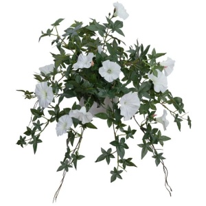 Cream Morning Glory Artificial Fake Plant Decorative Arrangement 45cm In Pot Cream