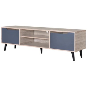 Crest Lowline Industrial Wooden Entertainment Unit TV Stand 150cm - Oak & Dark Grey