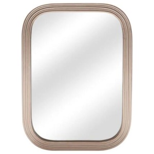 Curved Edge Wooden Wall Mirror - Gold