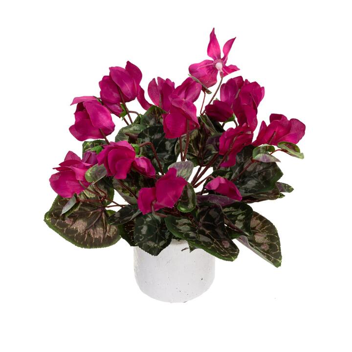 Cycalmen Artificial Fake Plant Decorative Arrangement 34cm In Pot Fuchsia