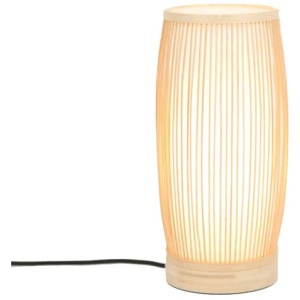 Cylinder Modern Oriental Wooden Hand-Woven Bamboo Table Lamp - Natural