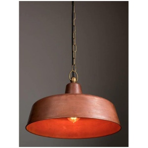 DEKSEL Pendant Lamp Light Interior ES Aged Copper Angled Dome OD400mm x H175mm