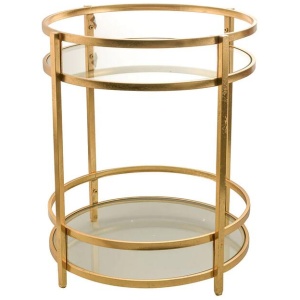 DRINKS TROLLEY Iron/Glass Gold 74.5x55cm