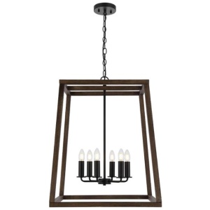 Dalton Modern Pendant Hanging Lamp Light Metal Wood Black Walnut Matte Wood Tones