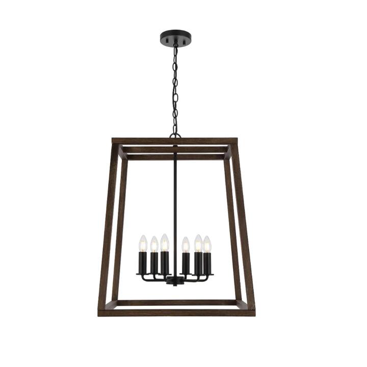 Dalton Modern Pendant Hanging Lamp Light Metal Wood Black Walnut Matte Wood Tones