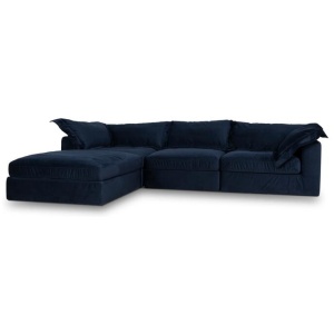 Daniyal 3 Seater Chaise Sofa - Navy Blue by Interior Secrets - AfterPay Available