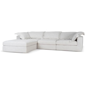 Daniyal 3 Seater Chaise Sofa - Pebble Beige by Interior Secrets - AfterPay Available