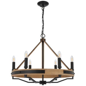 Darien Contemporary Pendant Hanging Lamp Light Wood Metal Ash Black Wood Tones