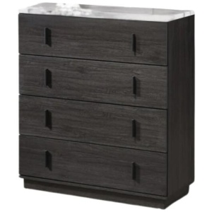 Davika Marble Look Chest Of 4-Drawers Tallboy Storage Cabinet Black/White