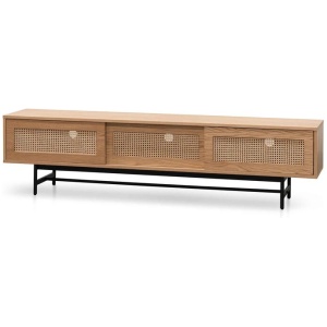 Debora 2m Natural Oak TV Entertainment Unit - Rattan Doors by Interior Secrets - AfterPay Available