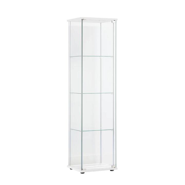 Dejaro Modern 4-Tier Display Shelf Storage Cabinet W/ 1-Door - Glass/White