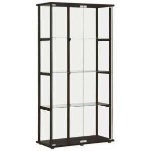 Dejaro Modern 4-Tier Display Shelf Storage Cabinet W/ 2-Doors - Glass/Black
