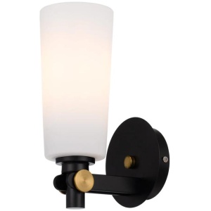 Delmar Modern Wall Lamp Light Metal Glass Black Antique Gold Opal Matt