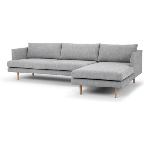Denmark 3 Seater Right Chaise Fabric Sofa - Graphite Grey with Natural Legs by Interior Secrets - AfterPay Available