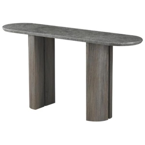 Devika Glossy Artificial Marble Effect Hallway Console Table Grey