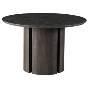 Devika Round Glossy Artificial Marble Effect Kitchen Dining Table 120cm Grey