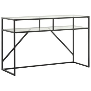 Diego Tempered Glass Console Hall Table Metal Frame - Black