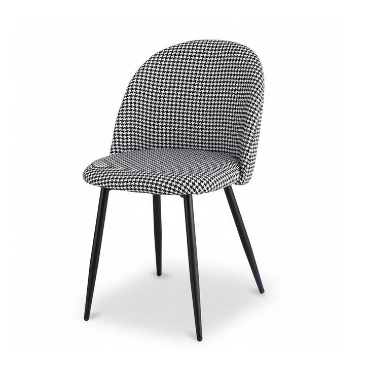 Dining Chairs Set of 2 Linen Solid Curved Houndstooth