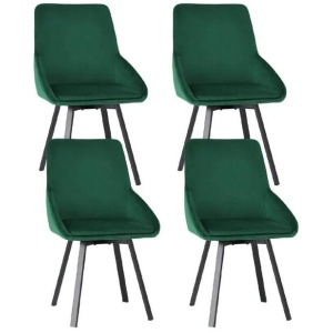 Dining Chairs Set of 4 Velvet Swivel Base Green