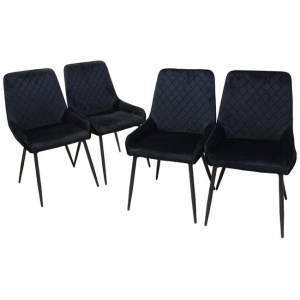 Dining Chairs x 4 Padded Seat Soft Velvet