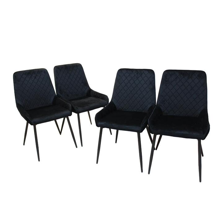 Dining Chairs x 4 Padded Seat Soft Velvet