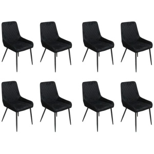 Dining Chairs x 8 Padded Seat Soft Velvet