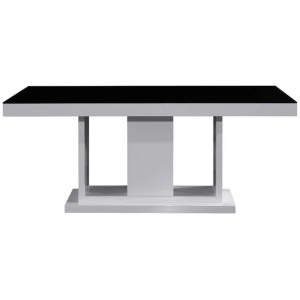 Dining Table in Rectangular Shape High Glossy MDF Wooden Base Combination of Black & White Colour