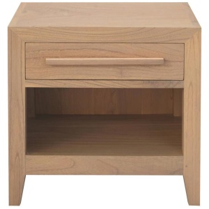 Dion 1-Drawer Solid Mindi Bedside Table (Natural)