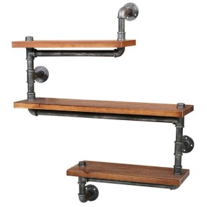 Display Shelves Rustic Bookshelf Industrial DIY Pipe Shelf Wall Brackets