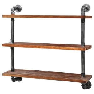 Display Wall Shelves Industrial DIY Pipe Shelf Brackets Rustic Bookshelf