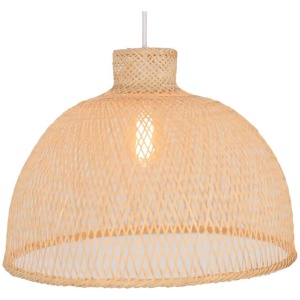 Dome Modern Oriental Wooden Hand-Woven Bamboo Pendant Lamp Light - Natural