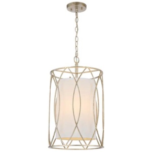 Dover Contemporary Pendant Hanging Lamp Light Metal Fabric Antique Silver Weathered