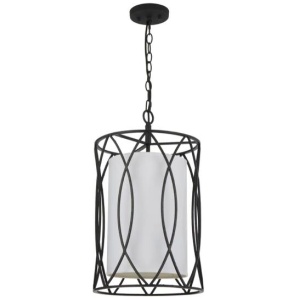 Dover Contemporary Pendant Hanging Lamp Light Metal Fabric Black Textured