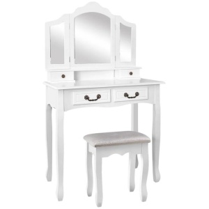 Dressing Table with Mirror - White