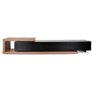 Dwell Extendable TV Entertainment Unit - Walnut - Black matte by Interior Secrets - AfterPay Available