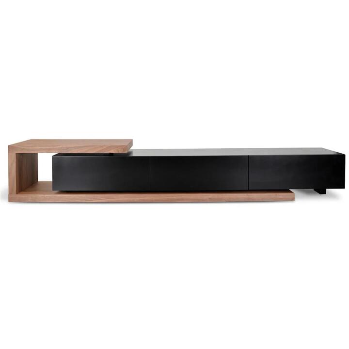 Dwell Extendable TV Entertainment Unit - Walnut - Black matte by Interior Secrets - AfterPay Available