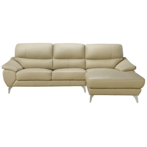Dylan Modern Luxury Genuine Leather Right Hand Chaise Sofa - Light Brown