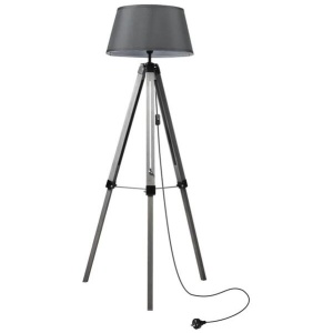 EMITTO Tripod Wooden Floor Lamp Shaded Reading Light Adjustable Home Lighting