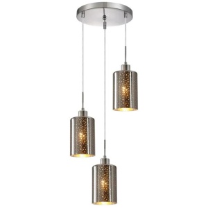 ESPEJO Pendant Lamp Light Interior ES x 3 72W Chrome Glass with Dotted Effect Round Base