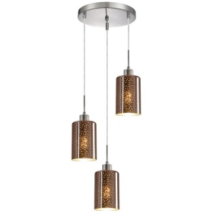 ESPEJO Pendant Lamp Light Interior ES x 3 72W Copper Glass with Dotted Effect Round Base