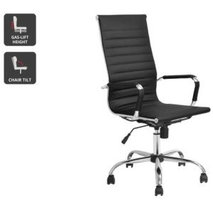 Eames High Back Ribbed Office Computer Work Task Chair Replica - Black