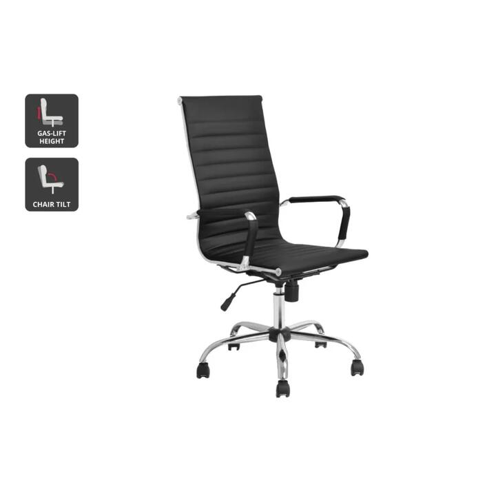 Eames High Back Ribbed Office Computer Work Task Chair Replica - Black