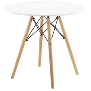 Eames Replica Wooden round Kitchen Dining Table 80cm - White
