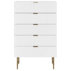 Edinburgh Modern Chest of-5 Drawers Tallboy Storage Cabinet - White
