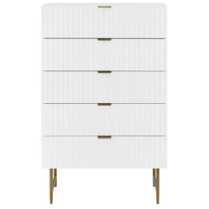 Edinburgh Modern Chest of-5 Drawers Tallboy Storage Cabinet - White