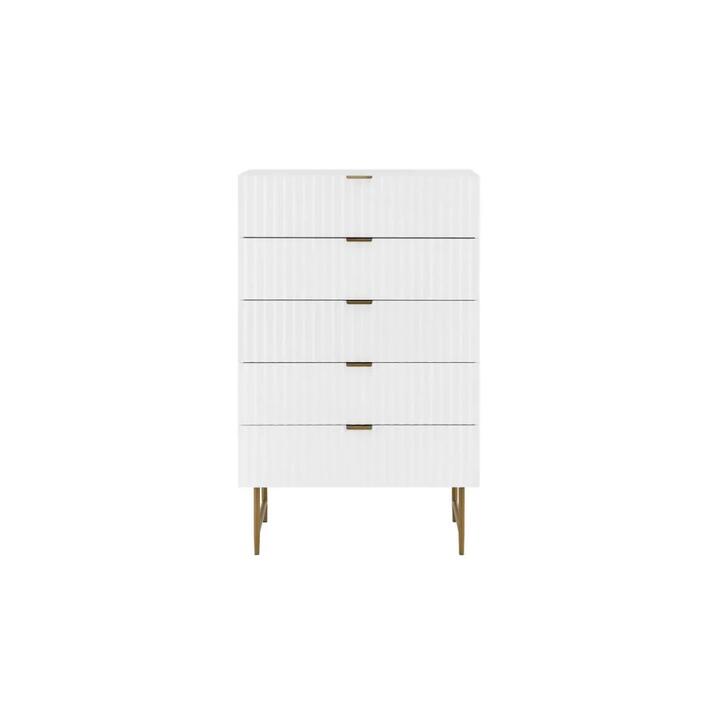 Edinburgh Modern Chest of-5 Drawers Tallboy Storage Cabinet - White
