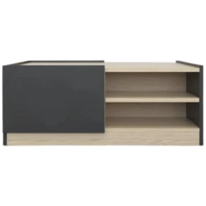 Eleanor Modern Open Shelf Coffee Table W/ 2-Doors - Oak/Black