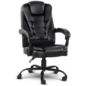 Electric Massage Office Chairs PU Leather Recliner Computer Gaming Seat Black