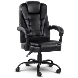 Electric Massage Office Chairs PU Leather Recliner Computer Gaming Seat Black